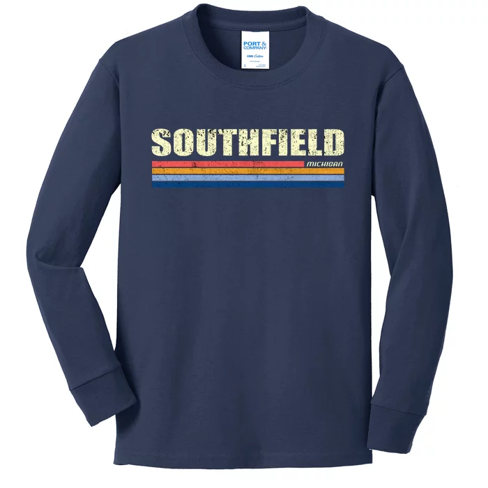 Southfield Michigan Retro Kids Long Sleeve Shirt