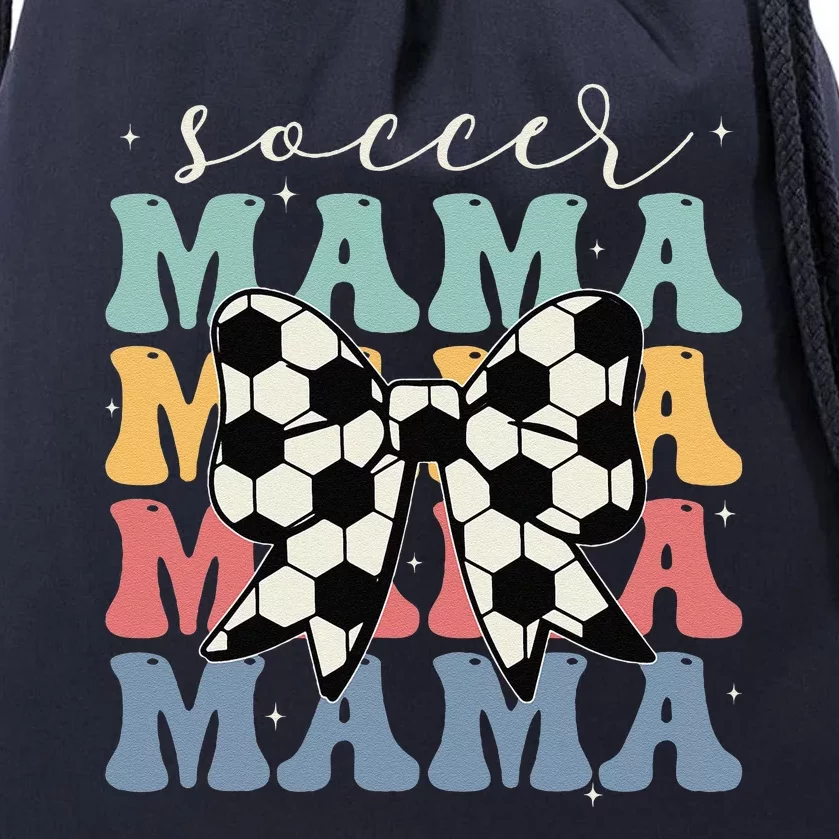 Soccer Mama Retro Groovy Soccer Softball Mom Drawstring Bag