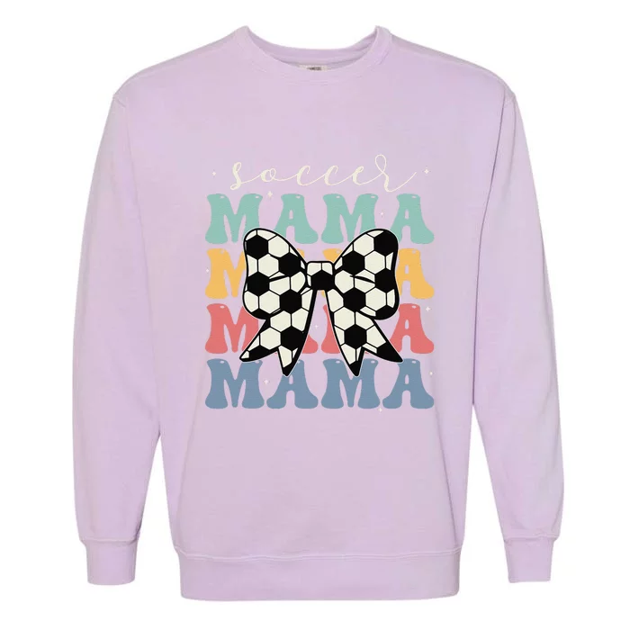 Soccer Mama Retro Groovy Soccer Softball Mom Garment-Dyed Sweatshirt