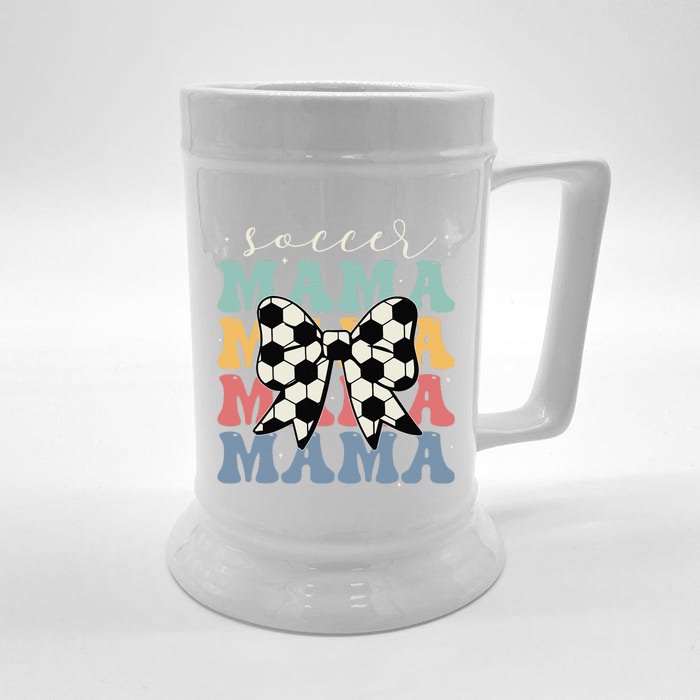 Soccer Mama Retro Groovy Soccer Softball Mom Front & Back Beer Stein