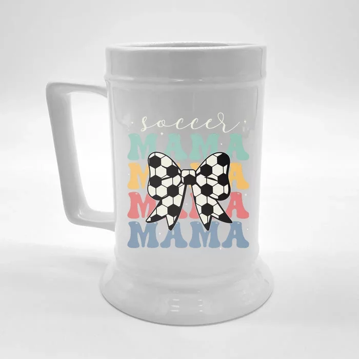 Soccer Mama Retro Groovy Soccer Softball Mom Front & Back Beer Stein