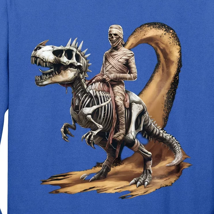 Scary Mummy Riding A Skeleton Dinosaur Cool Wicked Meaningful Gift Tall Long Sleeve T-Shirt