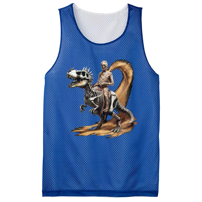 Scary Mummy Riding A Skeleton Dinosaur Cool Wicked Meaningful Gift Mesh Reversible Basketball Jersey Tank