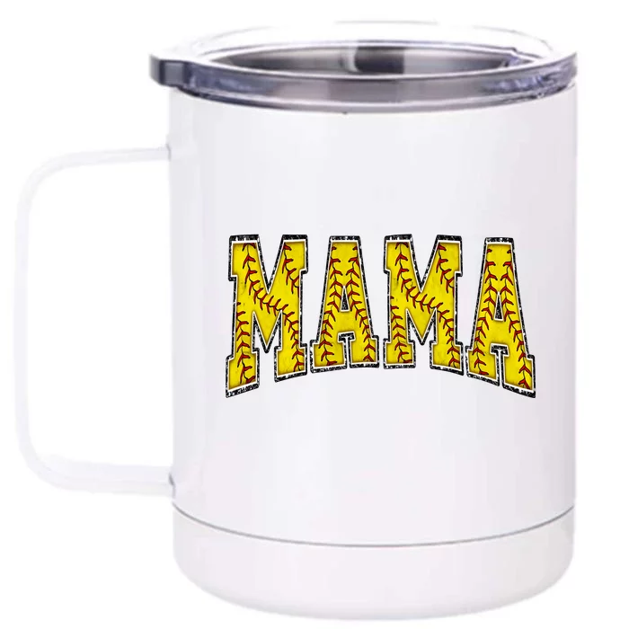 Softball Mama Retro Mothers Day Front & Back 12oz Stainless Steel Tumbler Cup