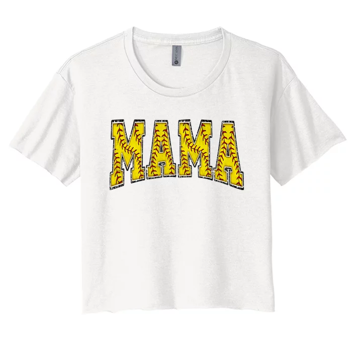 Softball Mama Retro Mothers Day Women's Crop Top Tee