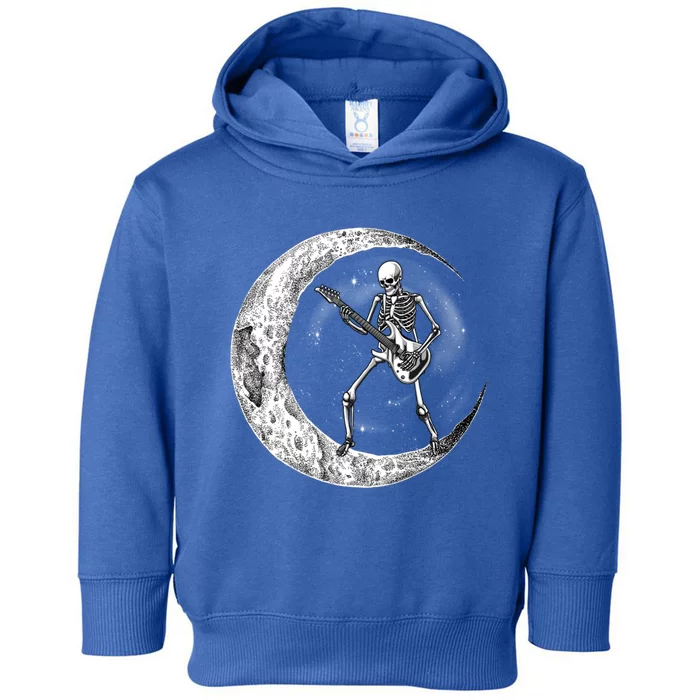 Skeleton Moon Rock And Roll Musician Guitar Lover Halloween Great Gift Toddler Hoodie