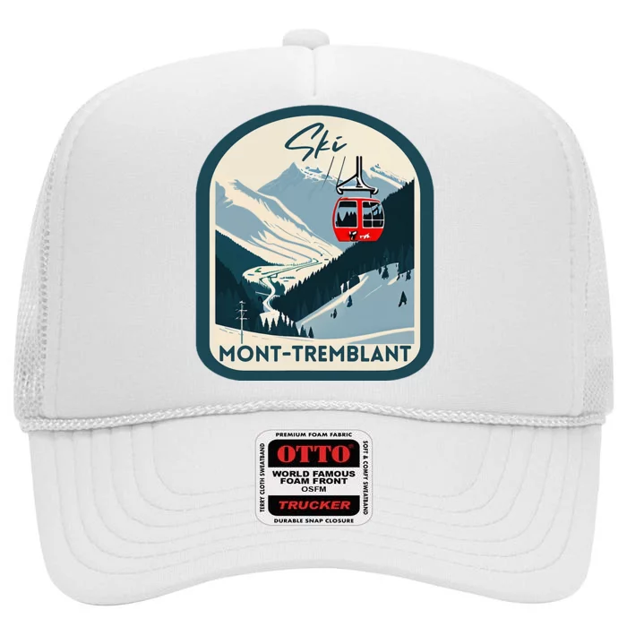 Ski Monttremblant Retro Vintage Style Monttremblant Skiing High Crown Mesh Trucker Hat