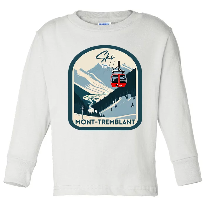 Ski Monttremblant Retro Vintage Style Monttremblant Skiing Toddler Long Sleeve Shirt