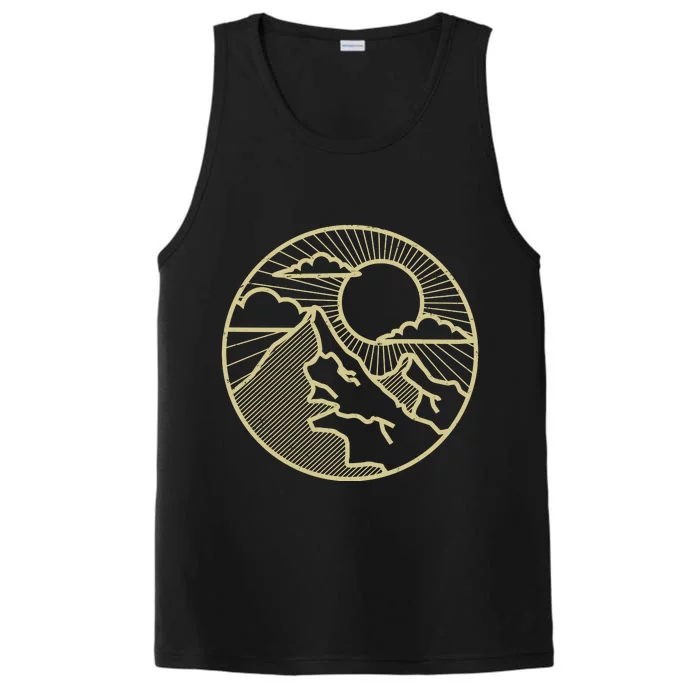 Sunset Mountain Retro Performance Tank