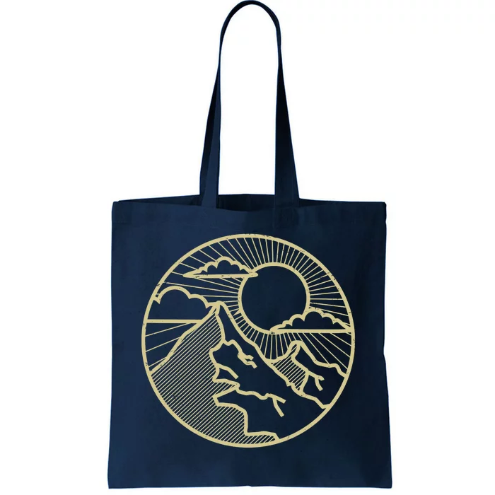 Sunset Mountain Retro Tote Bag