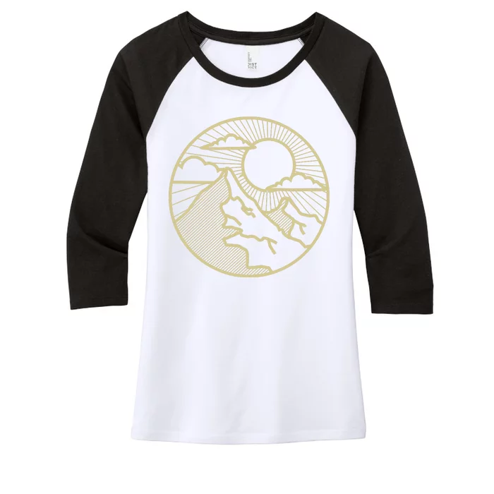 Sunset Mountain Retro Women's Tri-Blend 3/4-Sleeve Raglan Shirt