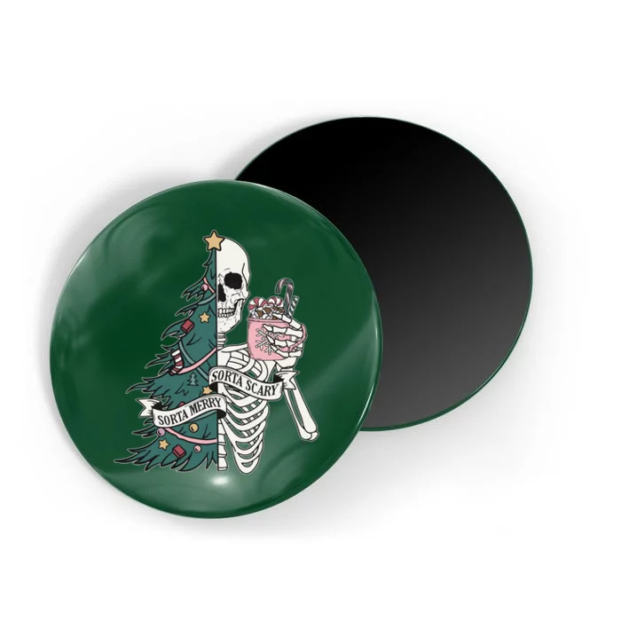 Sorta Merry Sorta Scary Funny Halloween Christmas Skeleton Magnet