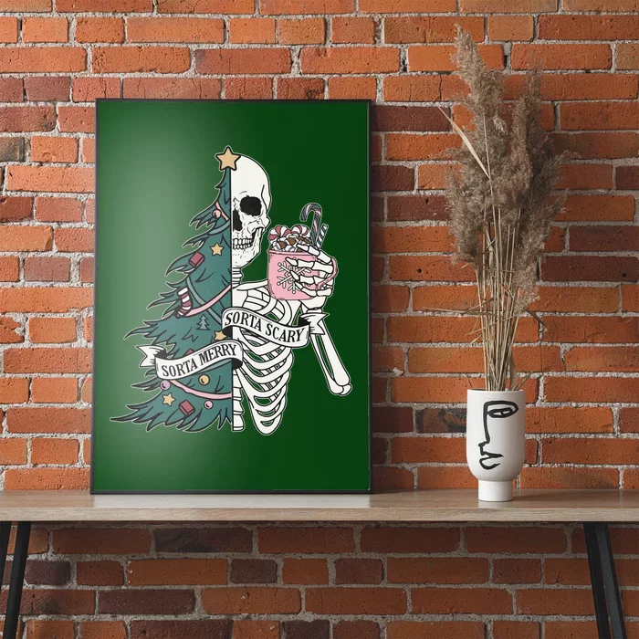 Sorta Merry Sorta Scary Funny Halloween Christmas Skeleton Poster