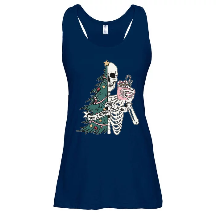 Sorta Merry Sorta Scary Funny Halloween Christmas Skeleton Ladies Essential Flowy Tank