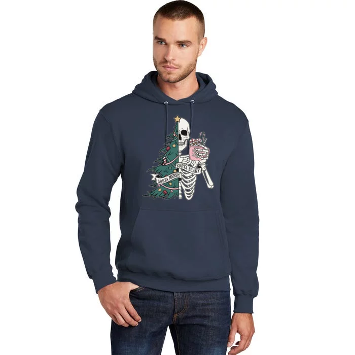 Sorta Merry Sorta Scary Funny Halloween Christmas Skeleton Tall Hoodie