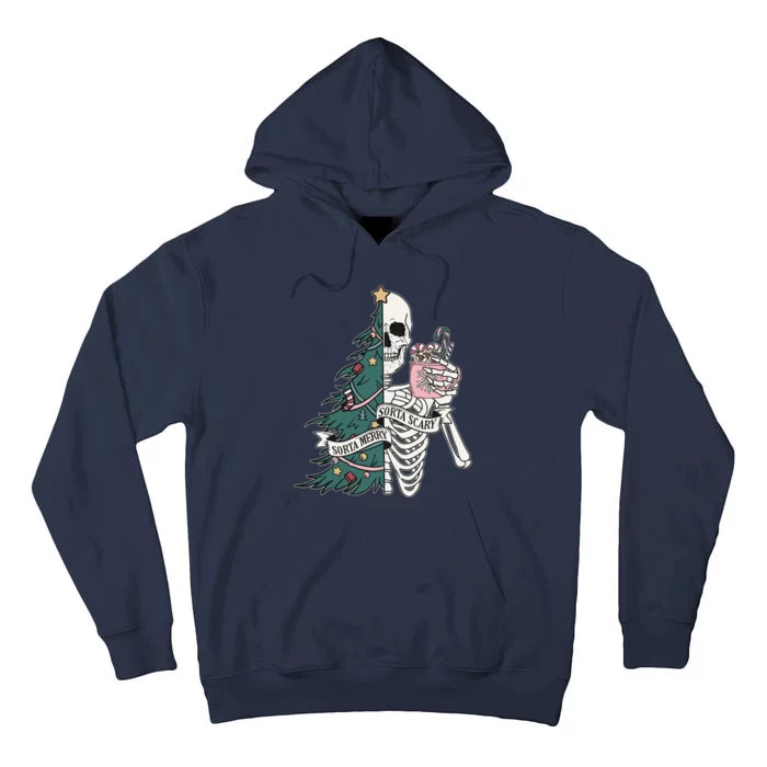 Sorta Merry Sorta Scary Funny Halloween Christmas Skeleton Tall Hoodie