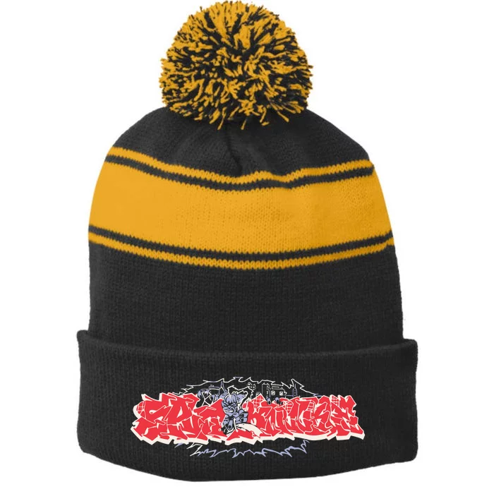 Splitknuckle Monster Stripe Pom Pom Beanie