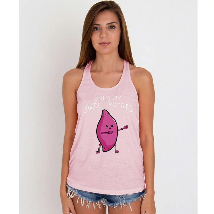 She's My Sweet Potato Yes I Yam Matching Valentine's Day Women's Knotted Racerback Tank