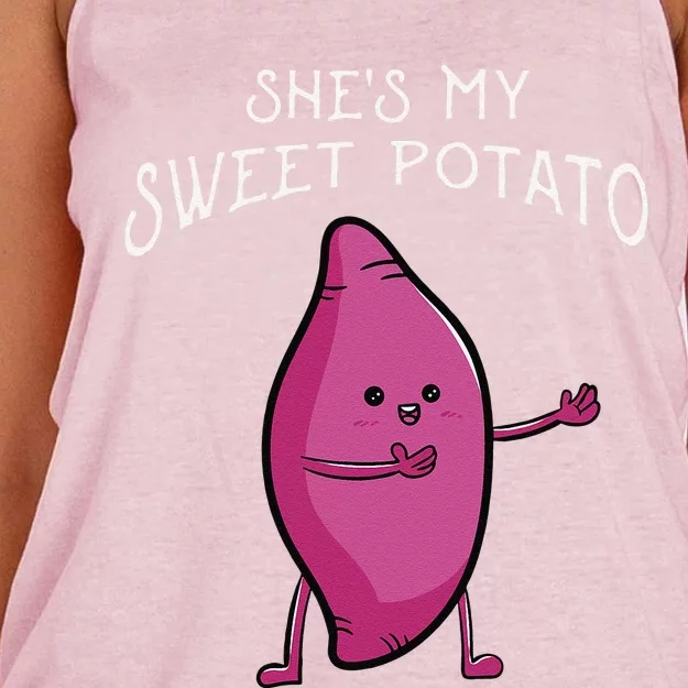 She's My Sweet Potato Yes I Yam Matching Valentine's Day Women's Knotted Racerback Tank