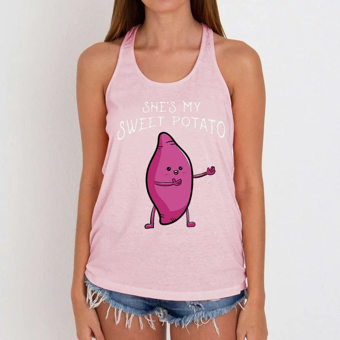 She's My Sweet Potato Yes I Yam Matching Valentine's Day Women's Knotted Racerback Tank