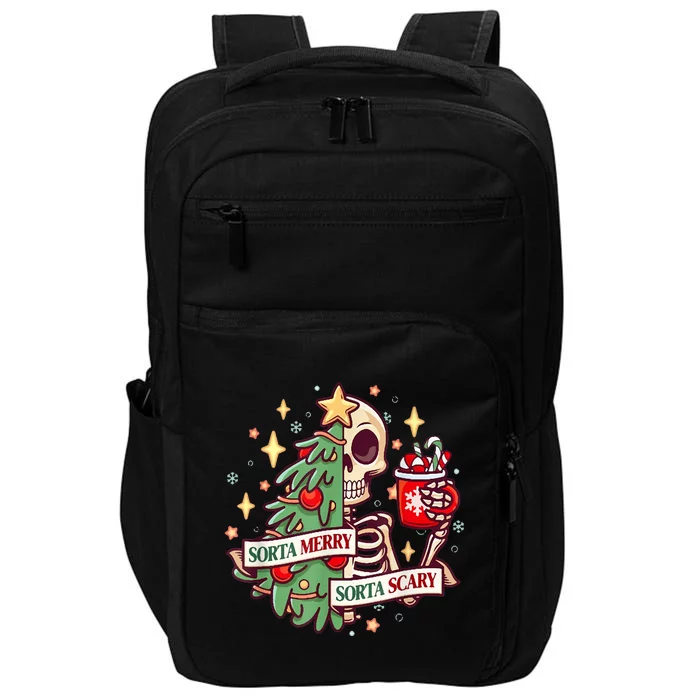 Sorta Merry Sorta Scary Skeleton Xmas Tree Christmas Funny Impact Tech Backpack