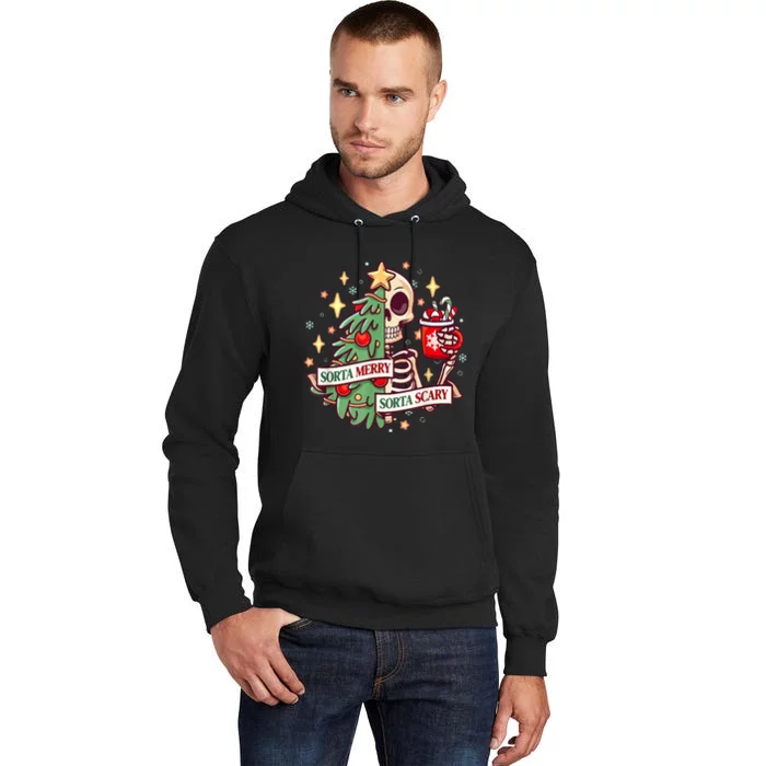 Sorta Merry Sorta Scary Skeleton Xmas Tree Christmas Funny Tall Hoodie