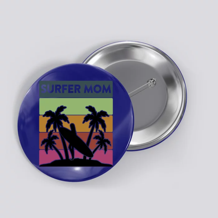 Surfer Mom Surfer Surfing Retro Vintage Meme Gift Button