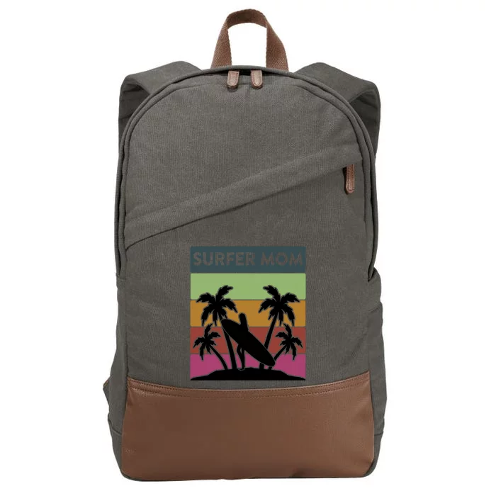 Surfer Mom Surfer Surfing Retro Vintage Meme Gift Cotton Canvas Backpack