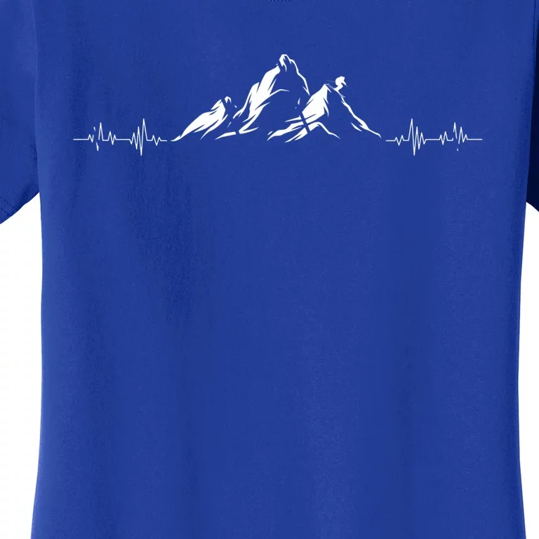 Ski Motif Skis Heartbeat Mountains Retro Skiing Ecg Gift Women's T-Shirt