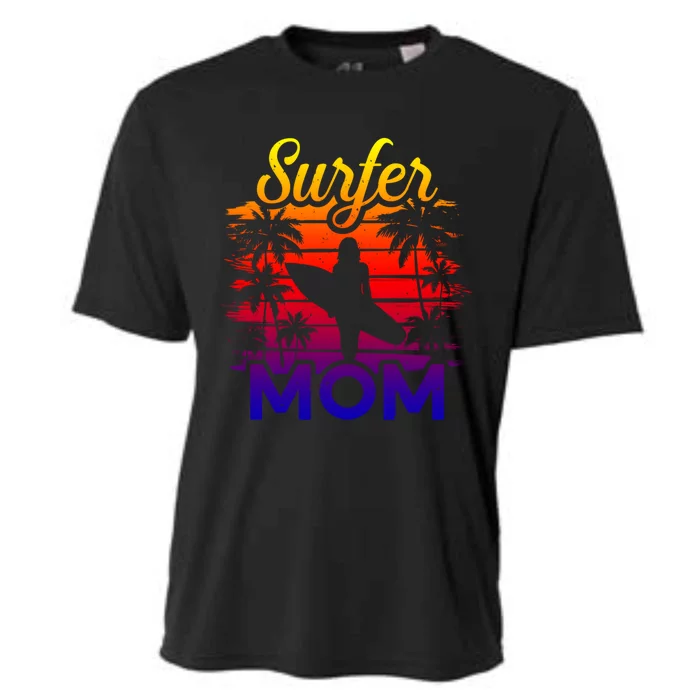 Surfer Mom Surf Beach Surfing Lovers Paddle Boarding Great Gift Cooling Performance Crew T-Shirt