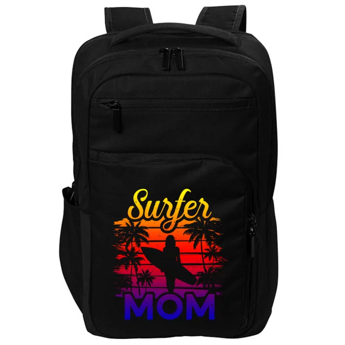 Surfer Mom Surf Beach Surfing Lovers Paddle Boarding Great Gift Impact Tech Backpack