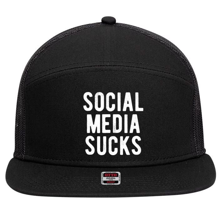 Social Media Sucks 7 Panel Mesh Trucker Snapback Hat