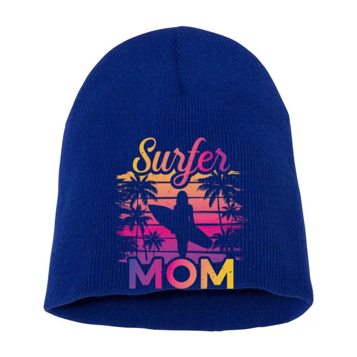 Surfer Mom Surf Beach Surfing Lovers Paddle Boarding Meaningful Gift Short Acrylic Beanie