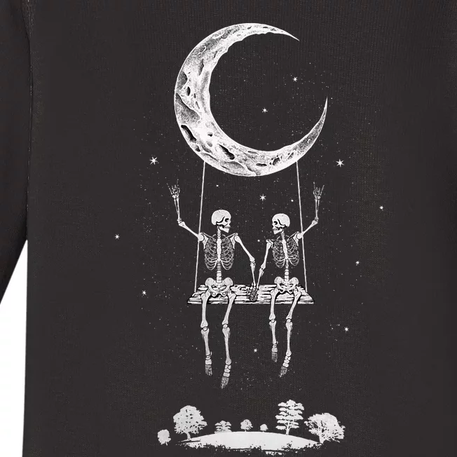 Skeleton Moon Swing Band S Rock And Roll Graphic Baby Long Sleeve Bodysuit