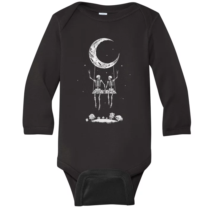 Skeleton Moon Swing Band S Rock And Roll Graphic Baby Long Sleeve Bodysuit