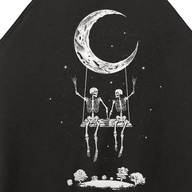 Skeleton Moon Swing Band S Rock And Roll Graphic Women’s Perfect Tri Rocker Tank