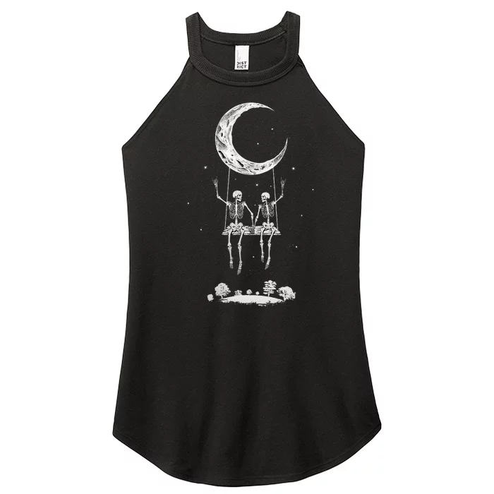 Skeleton Moon Swing Band S Rock And Roll Graphic Women’s Perfect Tri Rocker Tank