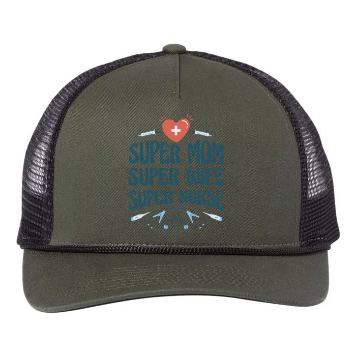 Super Mom Super Wife Super Nurse Gift Retro Rope Trucker Hat Cap