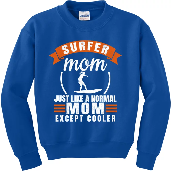 Surfer Mom Surfing Mother Surfboard Surf Gift Kids Sweatshirt