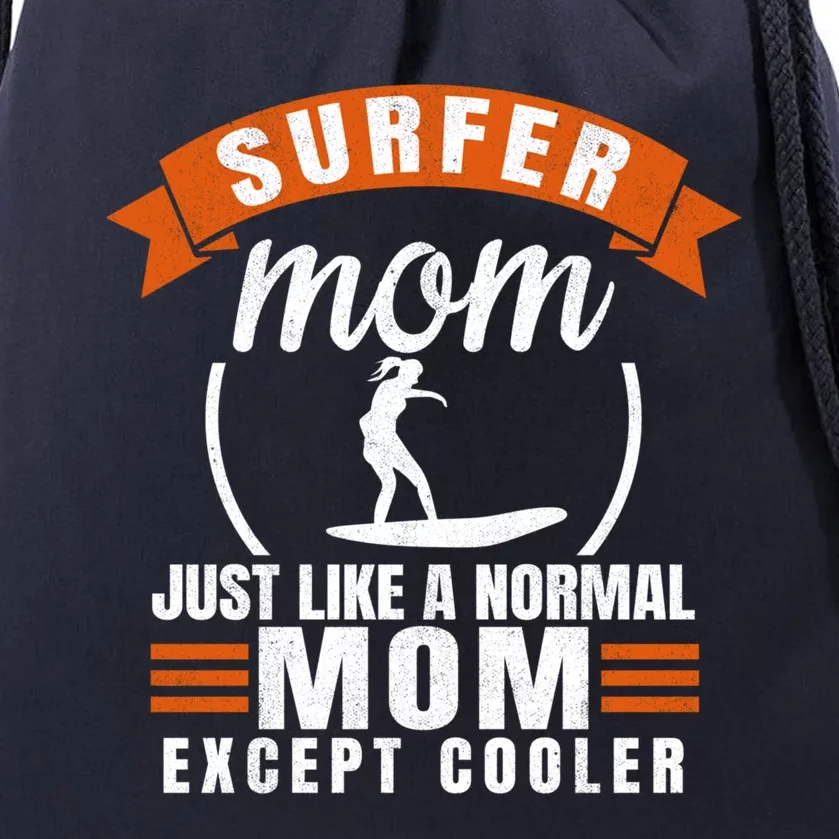 Surfer Mom Surfing Mother Surfboard Surf Gift Drawstring Bag