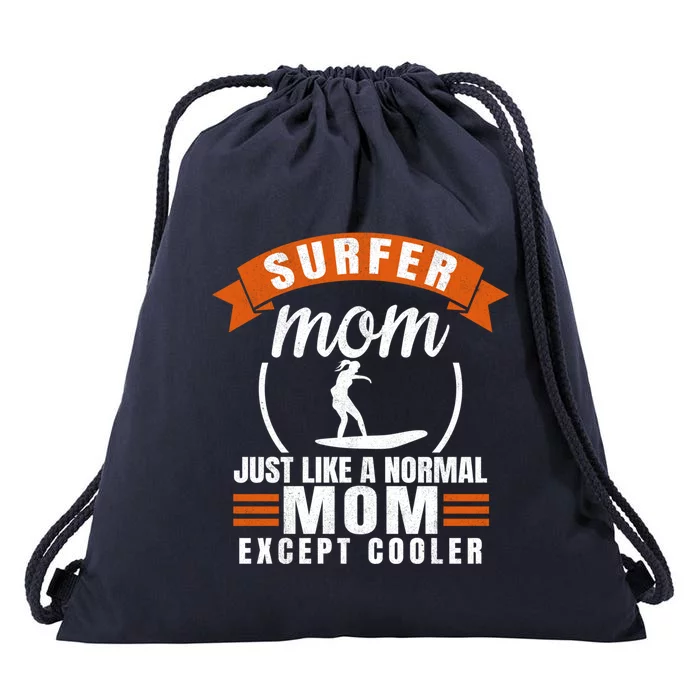 Surfer Mom Surfing Mother Surfboard Surf Gift Drawstring Bag