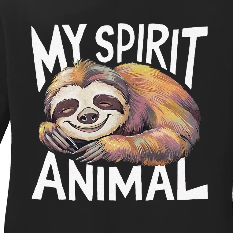 Sloth My Spirit Animal Ladies Long Sleeve Shirt