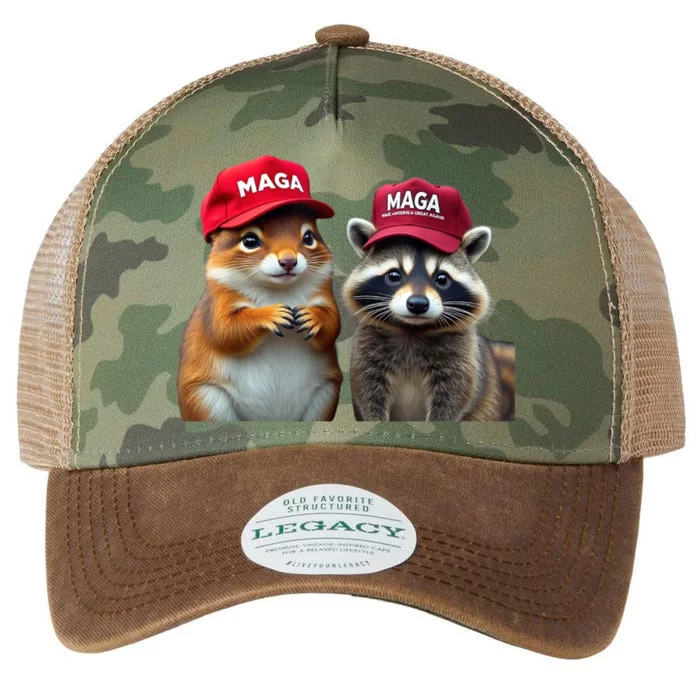 Social Media Star Peanut Squirrel And Fred Raccoon Maga Legacy Tie Dye Trucker Hat