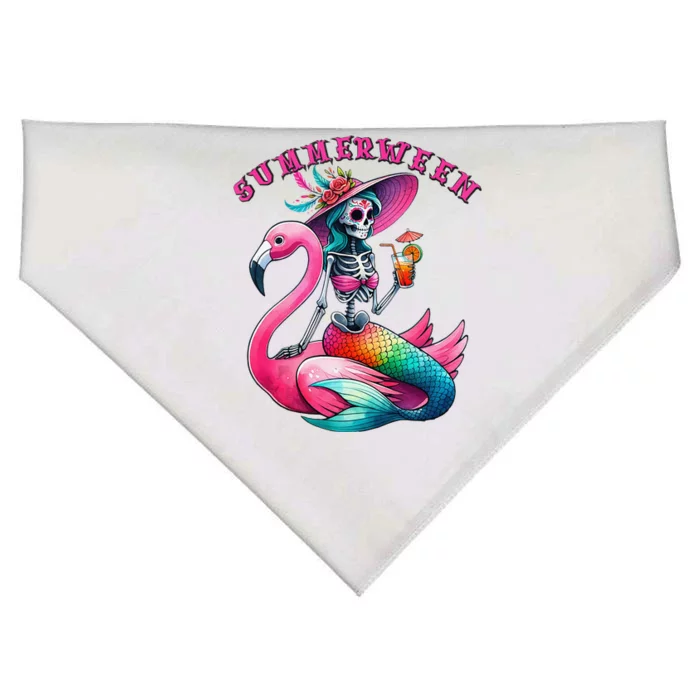 Summerween Mermaid Skeleton Flamingo Summer Halloween Women USA-Made Doggie Bandana