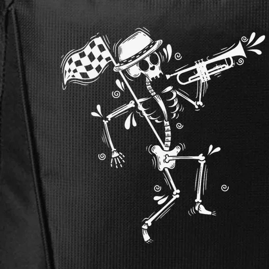 Ska Music Skeleton With Trumpet Jazz Music Style City Backpack