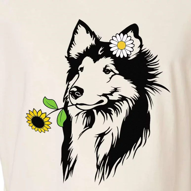 Sheltie mom Shetland Sheepdog sunflower Garment-Dyed Women's Muscle Tee