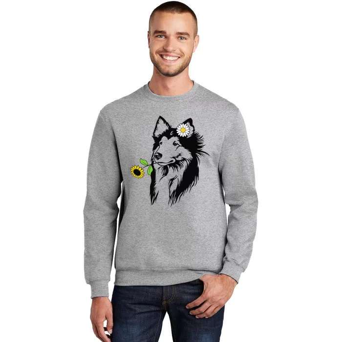 Sheltie mom Shetland Sheepdog sunflower Tall Sweatshirt