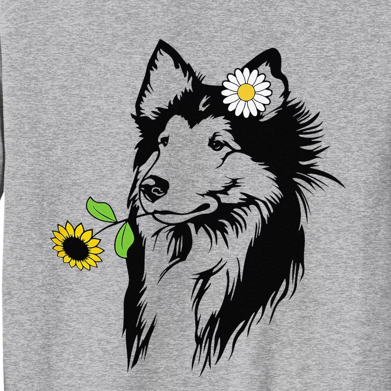 Sheltie mom Shetland Sheepdog sunflower Tall Sweatshirt