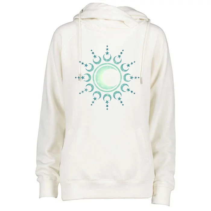 Sun Moon Stars Dala Yoga Spirituality Magic Wicca Sky Cool Gift Womens Funnel Neck Pullover Hood