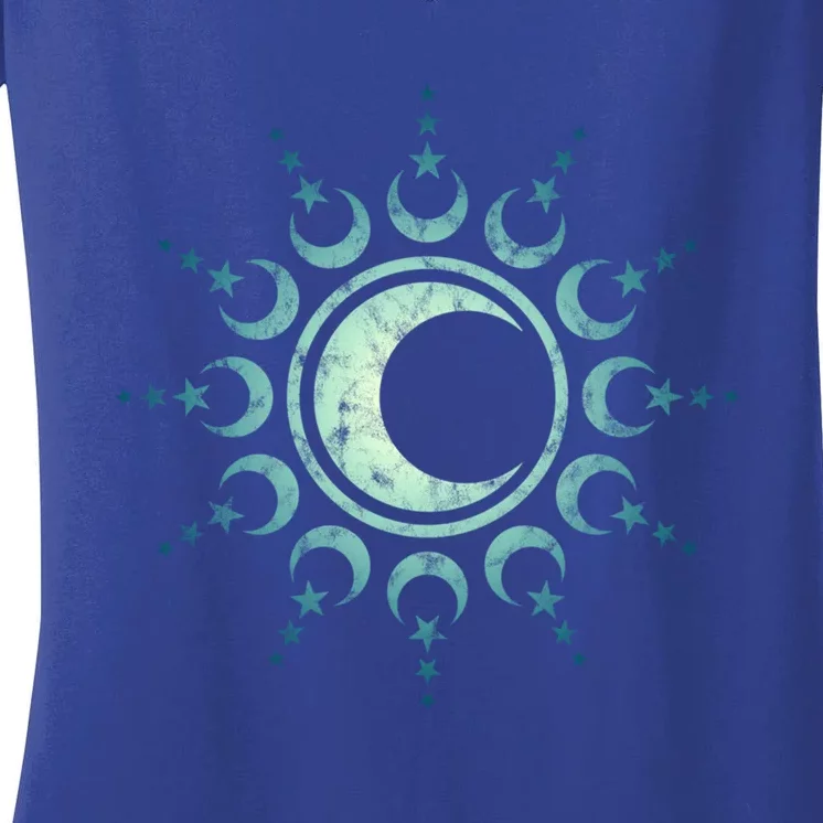 Sun Moon Stars Dala Yoga Spirituality Magic Wicca Sky Cool Gift Women's V-Neck T-Shirt